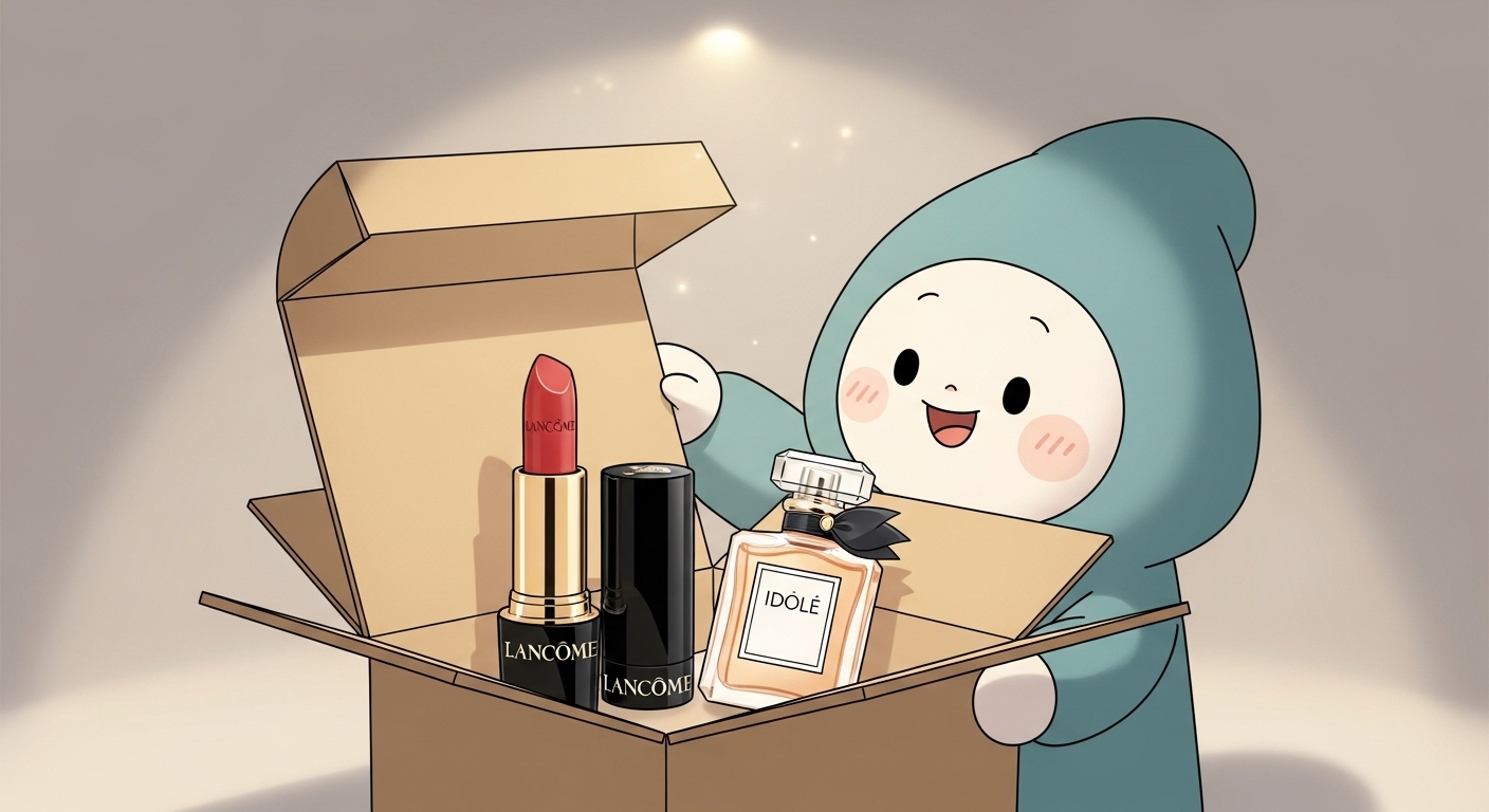 함께-들어있는-이돌-향수-미니어처를-발견하고-기뻐하는-캐릭터