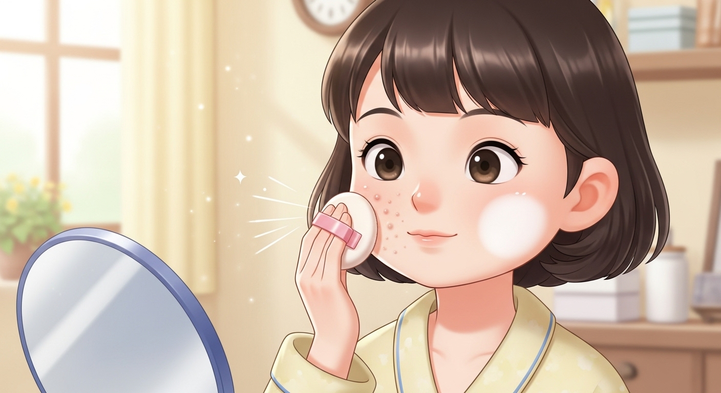파우더를-바른-부분이-블러-처리한-듯-매끈하고-보송한-피부결로-바뀌는-모습