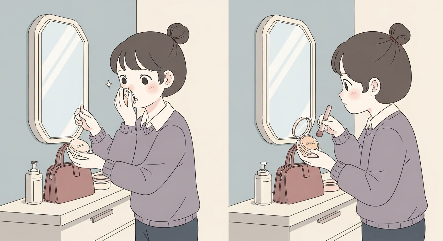 중요한-미팅-직전-빠르게-수정-화장을-마치고-자신감-있는-표정을-짓는-캐릭터