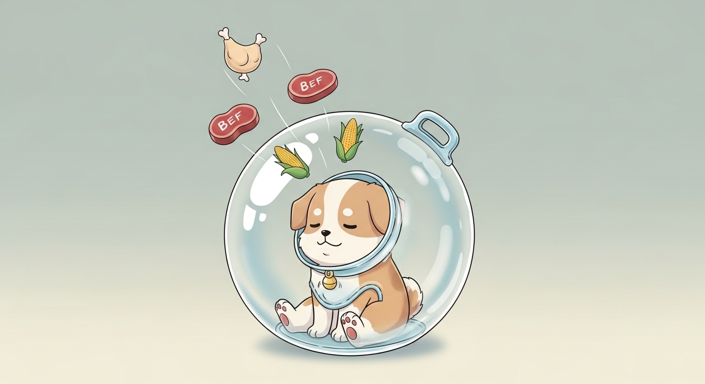 반짝이는-별-모양의-영양제-트릿이-섞여있는-사료-클로즈업