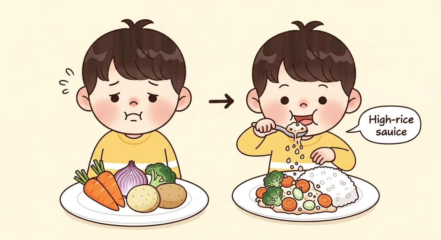 당근-양파-감자-채소-캐릭터들을-외면하는-아이-캐릭터