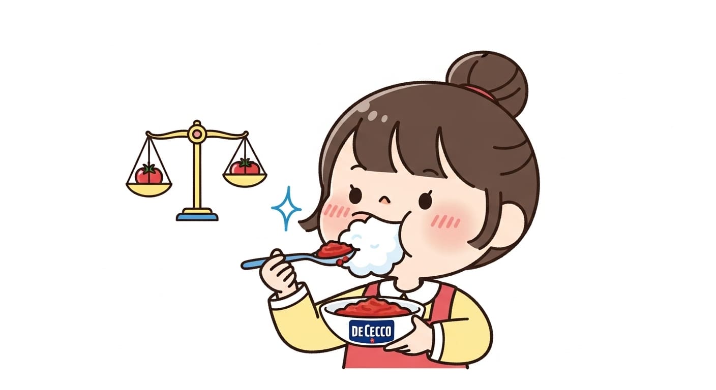 데체코-토마토-퓨레-성분표를-꼼꼼히-살펴보는-귀여운-캐릭터