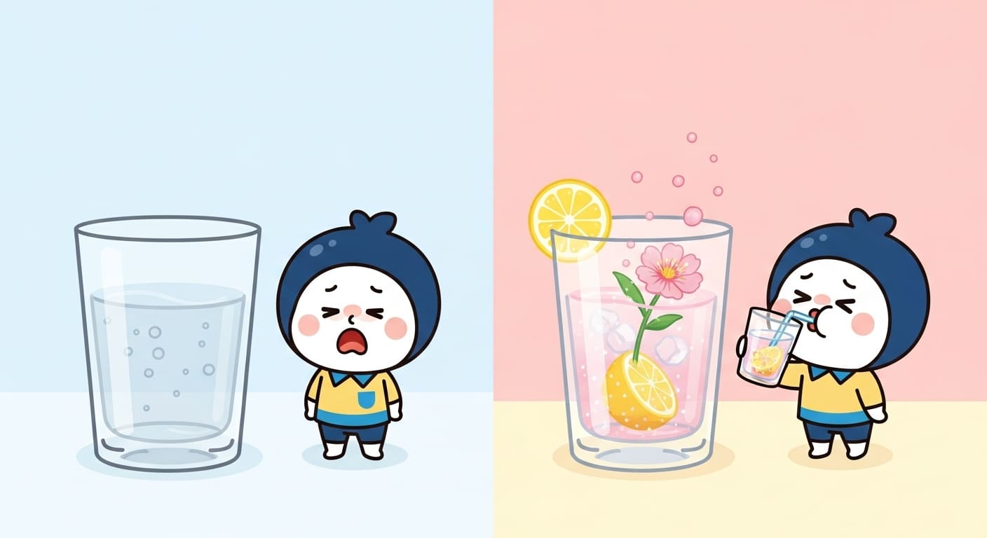 핑크레몬에이드를-마시며-가벼움을-느끼는-귀여운-캐릭터