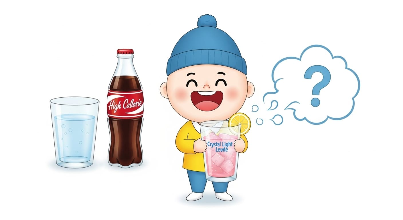 물통에-넣은-스틱으로-주변에-상큼한-레몬-아이콘이-떠오르는-모습