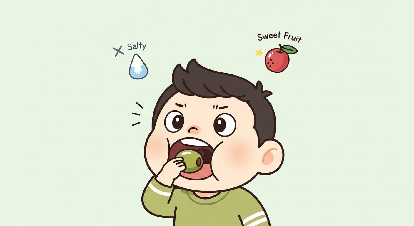 환하게-빛나는-올리브-병을-발견하고-희망찬-미소를-짓는-캐릭터