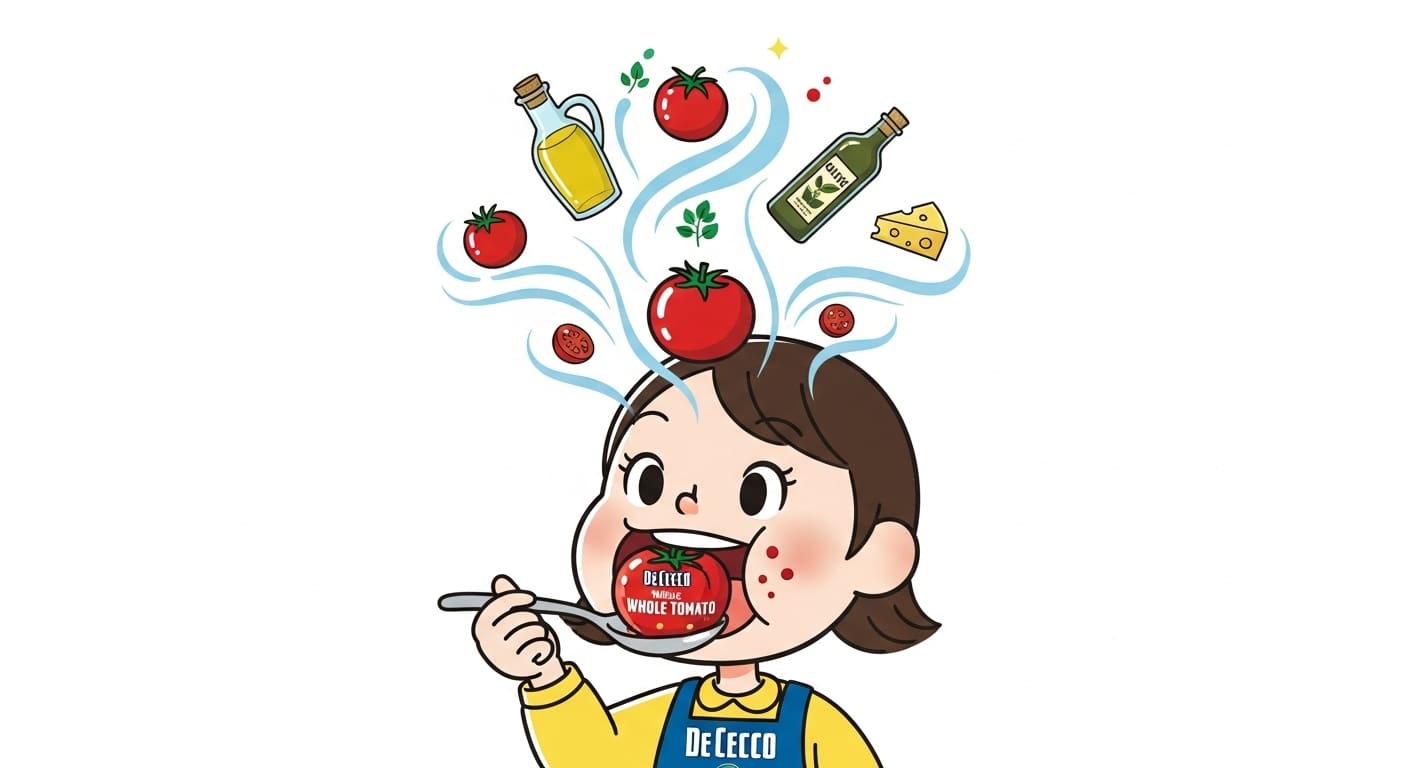 빛나는-데체코-홀토마토-통조림을-발견하고-희망찬-미소를-짓는-캐릭터