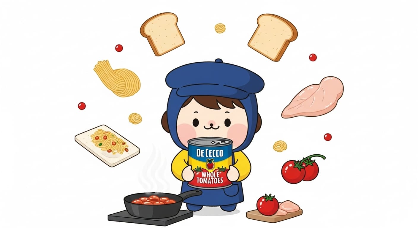 스푼으로-데체코-홀토마토를-한-입-맛보고-있는-귀여운-캐릭터
