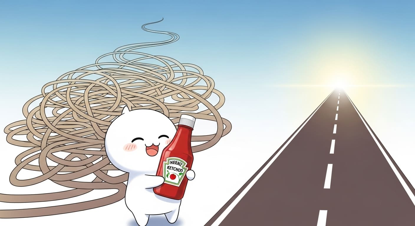 클래식한-케찹-병을-들고-만족스럽게-웃고-있는-귀여운-캐릭터