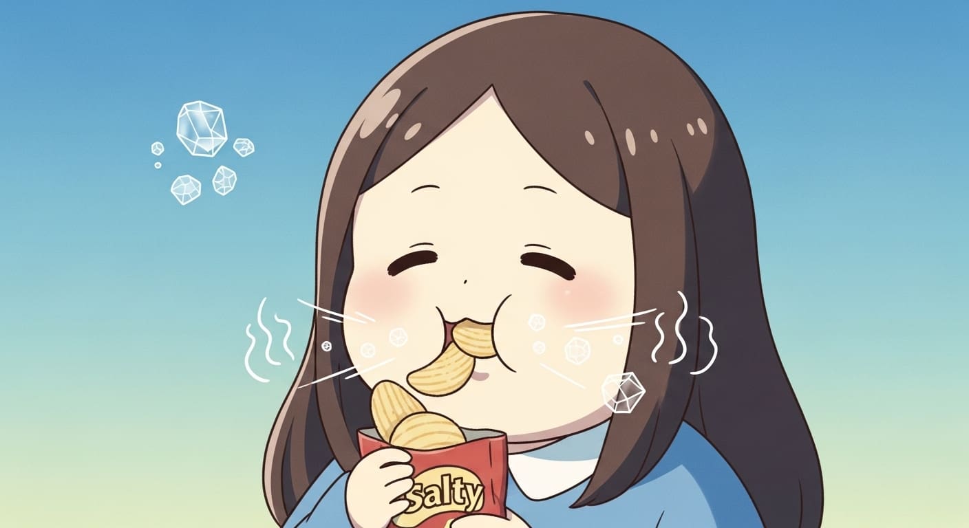 감자칩을-맛있게-먹고-있는-귀여운-캐릭터