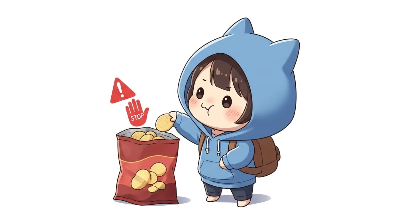 만족스러운-표정으로-계속해서-감자칩에-손을-뻗는-캐릭터