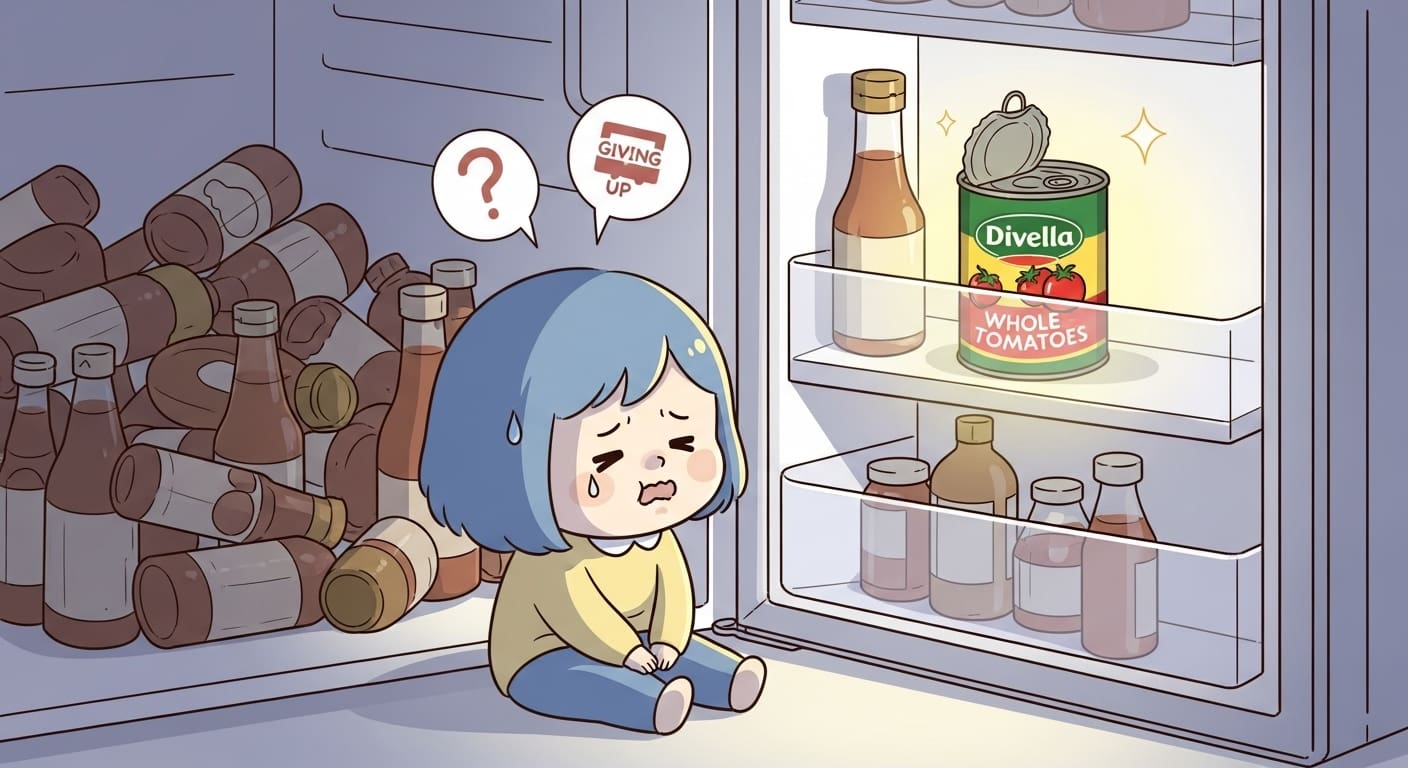 환하게-빛나는-디벨라-홀토마토-통조림을-보고-희망찬-미소를-짓는-캐릭터