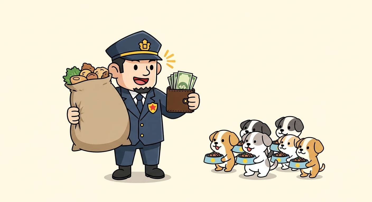 몸집보다-큰-대용량-사료-포대를-들고-있는-보호자-캐릭터