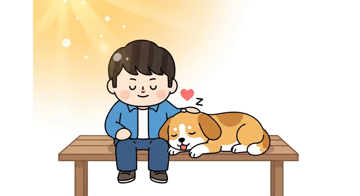 보호자의-무릎에-기대어-평화롭게-잠든-강아지와-사랑스러운-눈빛의-보호자