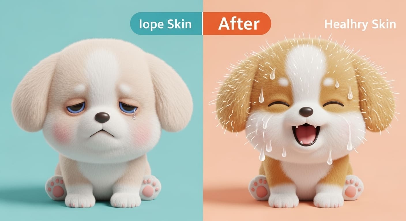 푸석한-털과-건조한-피부-때문에-시무룩한-강아지-캐릭터