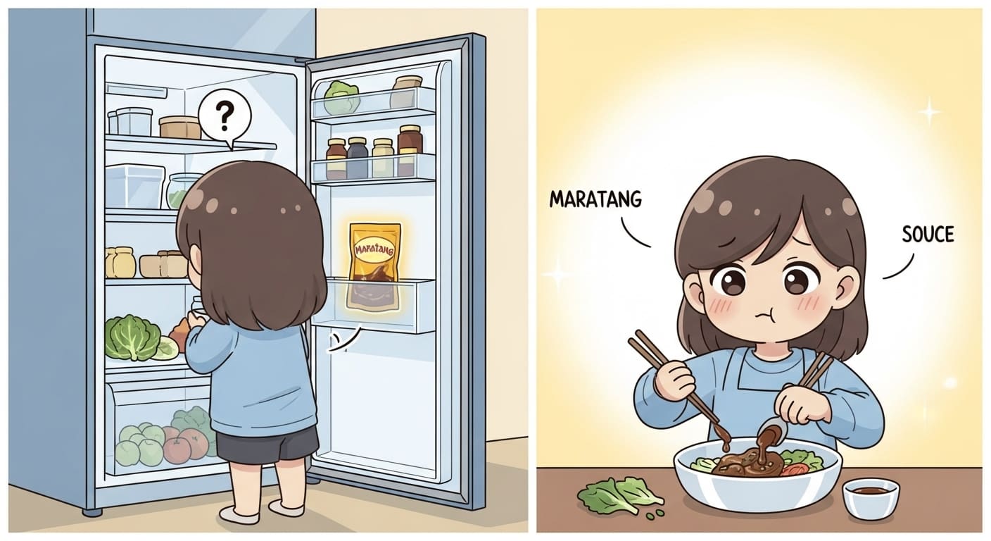 텅-빈-냉장고를-보며-오늘-저녁-메뉴를-고민하는-캐릭터