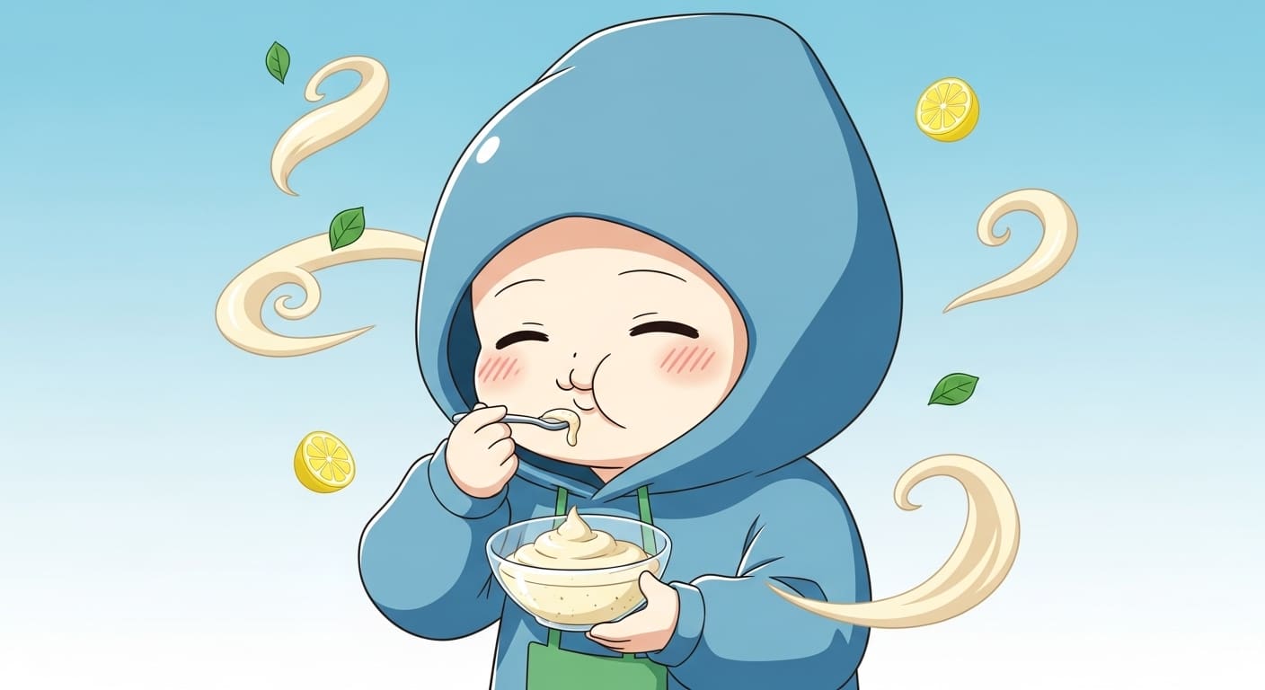 하인즈-랜치-드레싱을-맛보고-있는-귀여운-캐릭터의-모습