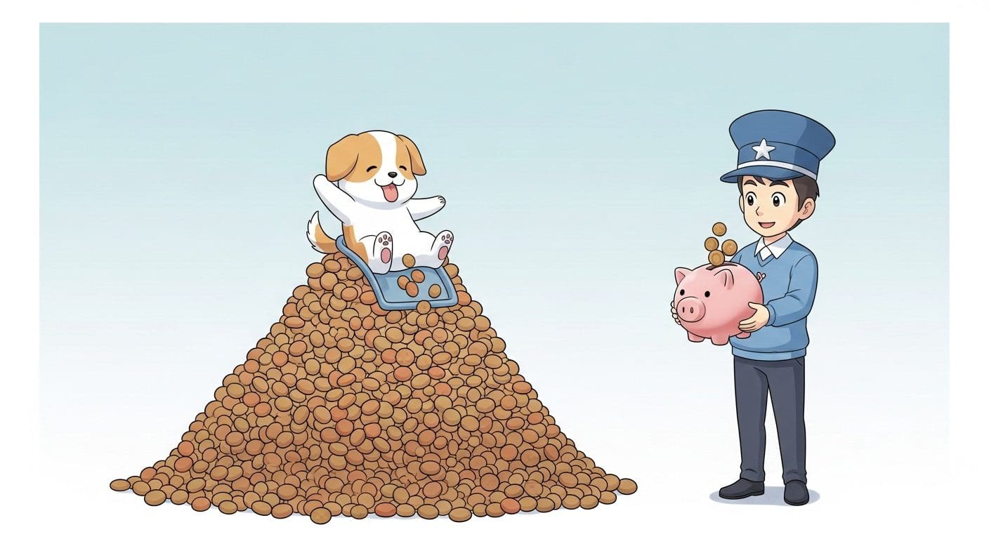 마법처럼-맛있게-변한-사료를-허겁지겁-먹고-있는-강아지-캐릭터
