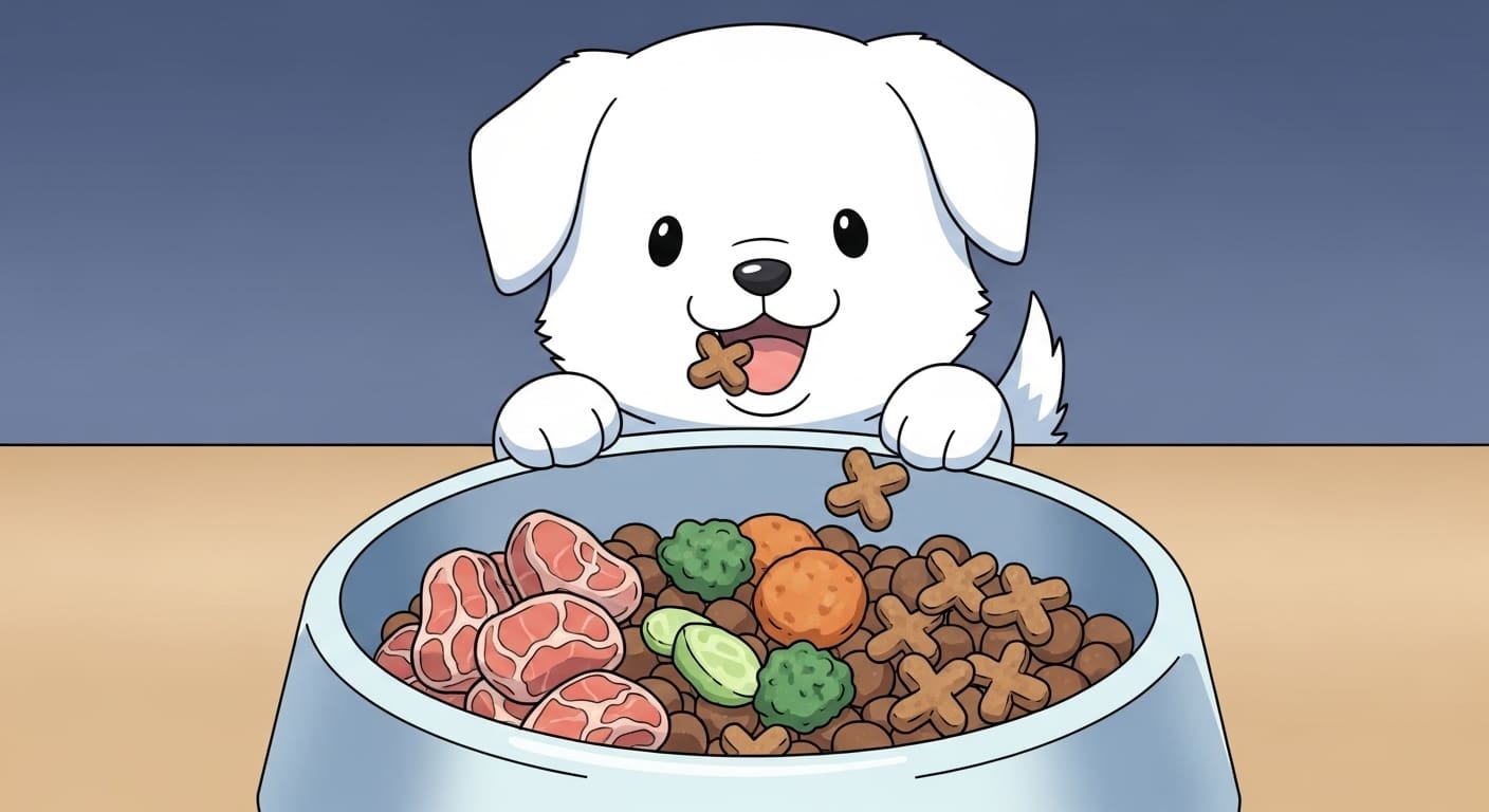 강아지에게-밥을-먹이기-위해-습식캔을-힘들게-섞어주는-보호자