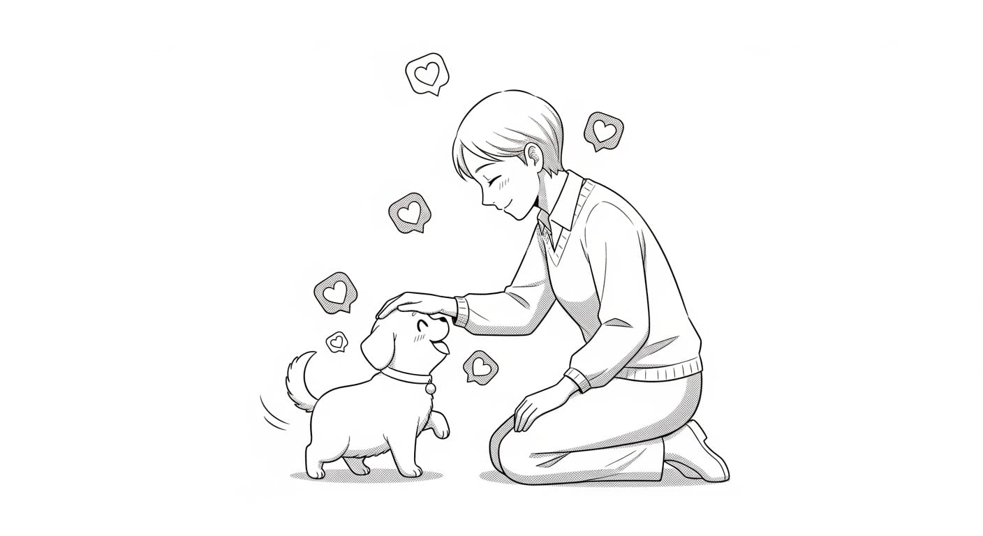 강아지를-사랑스럽게-쓰다듬으며-교감하는-보호자의-모습