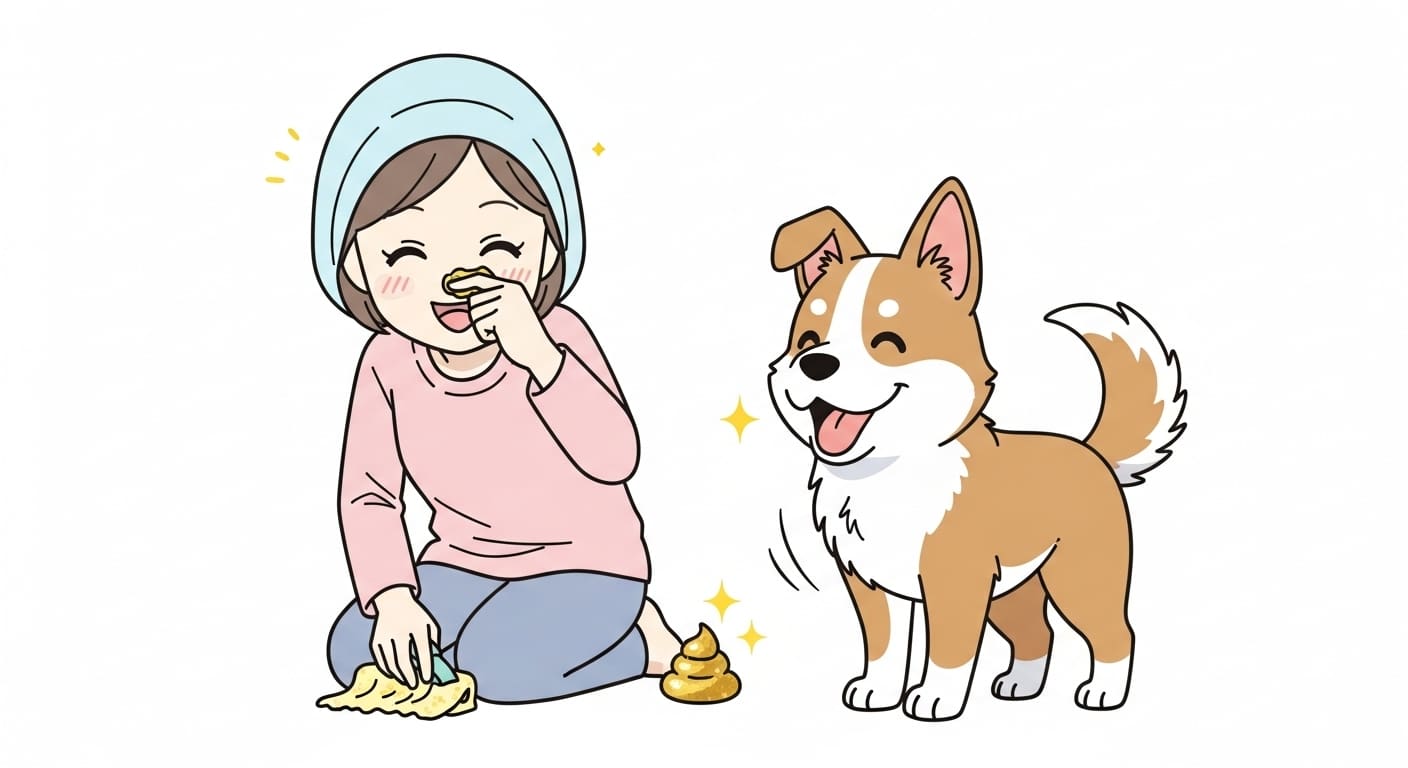 변-냄새가-나지-않아-행복한-표정으로-배변을-치우는-보호자